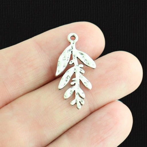 6 Leaf Antique Silver Tone Charms 2 Sided - SC5311