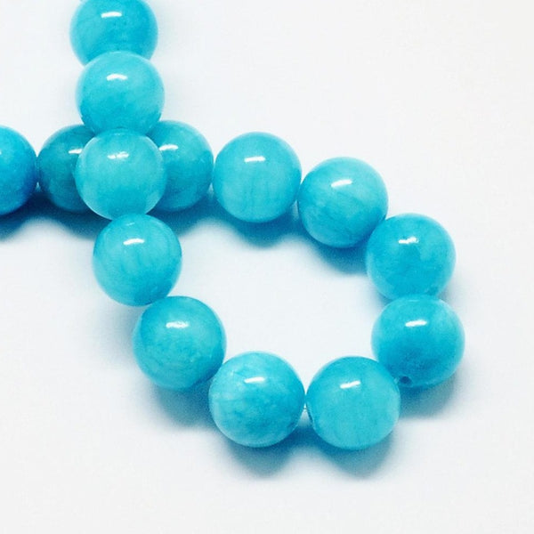 Perles rondes en jade naturel 6 mm - Bleu ciel - 20 perles - BD979