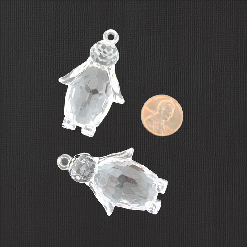 2 Penguin Acrylic Charms 3D - K186
