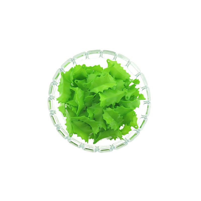15 Green Leaf Acrylic Charms - BD2204