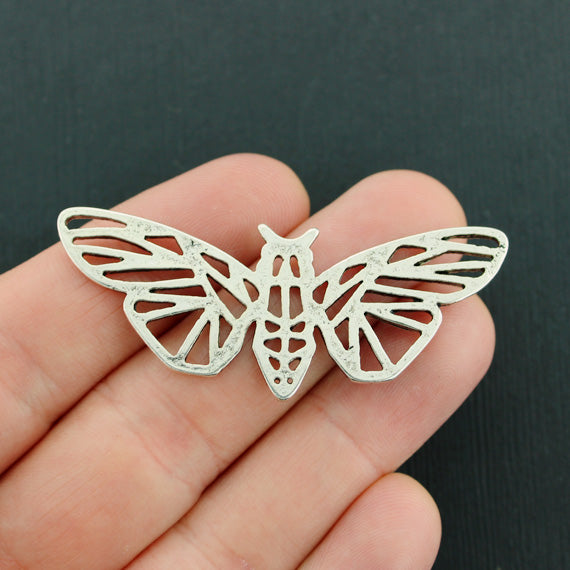 2 Origami Butterfly Antique Silver Tone Charms - SC2305