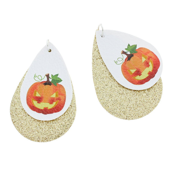 Pendentifs Simili Cuir - Citrouille Pailletée - 1 Paire 2 Pièces - LP177