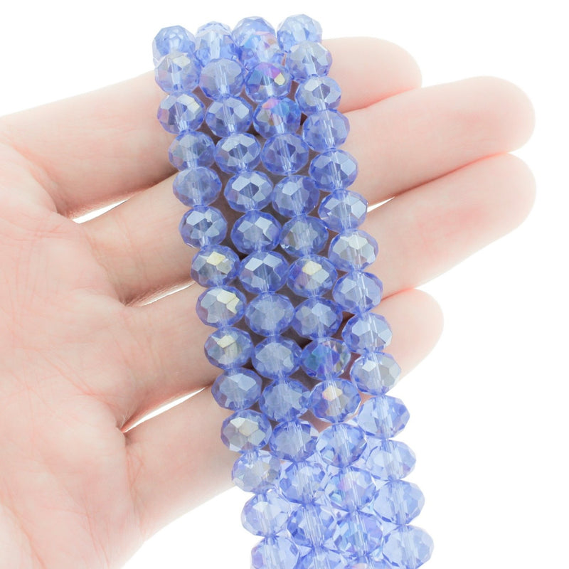 Faceted Glass Beads 8mm - Electroplated Light Purple - 1 Strand 68 Beads - BD729