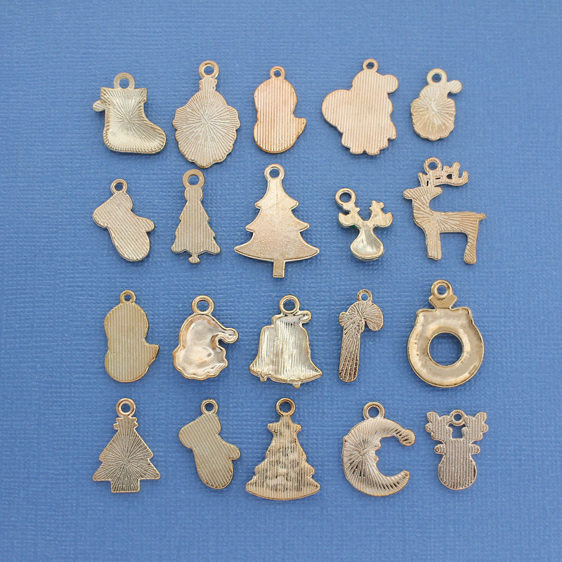 Christmas Charm Collection Gold Tone Enamel 20 Different Charms - COL379H