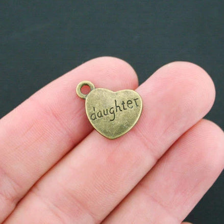 5 Daughter Antique Bronze Tone Charms 2 Sided - BC1346