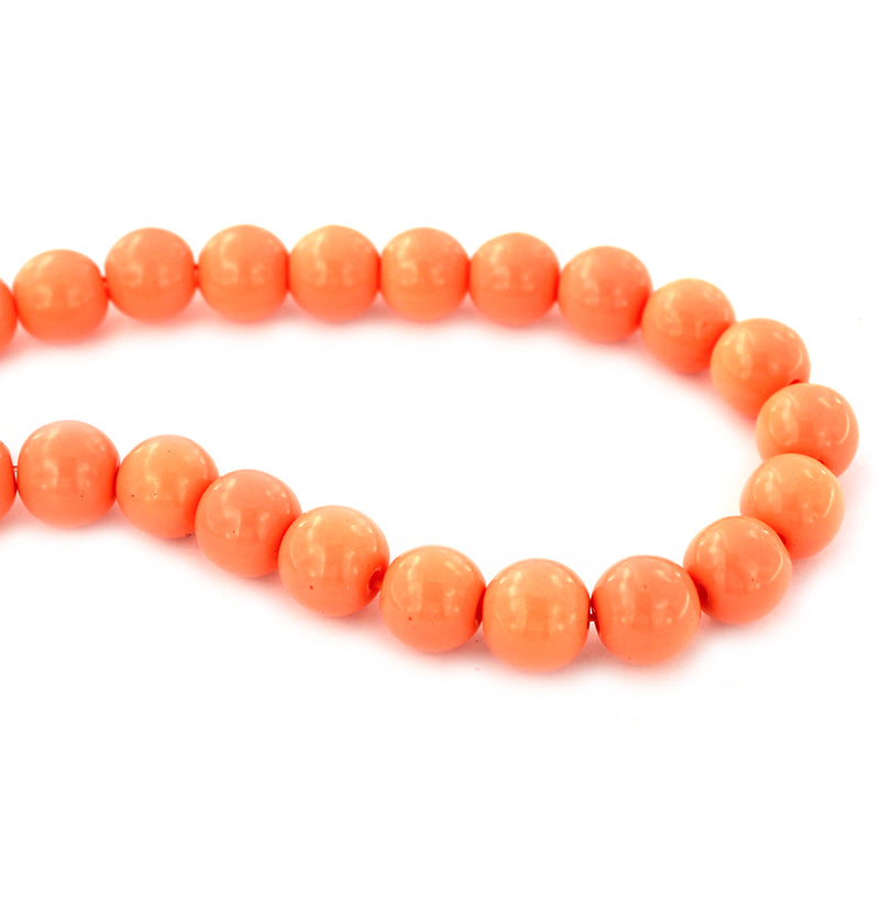 Perles de Verre Rondes 8mm - Orange Saumon - 1 Rang 100 Perles - BD581
