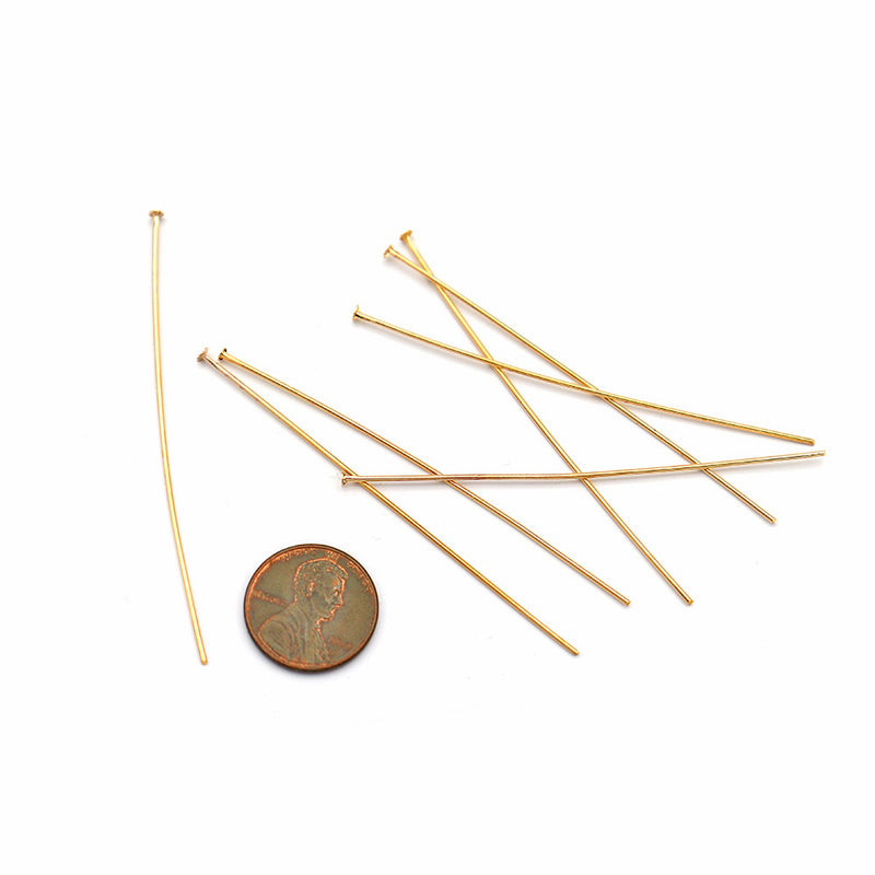 Gold Tone Flat Head Pins - 70mm - 50 Pieces - PIN111