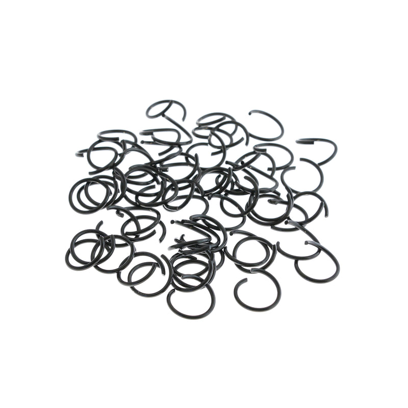 Black Stainless Steel Jump Rings 10mm x 1mm - Open 18 Gauge - 10 Rings - SS066