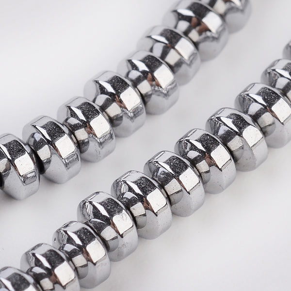 Abacus Hématite Perles 4mm x 2.5mm - Argent Métallique - 1 Rang 159 Perles - BD1174