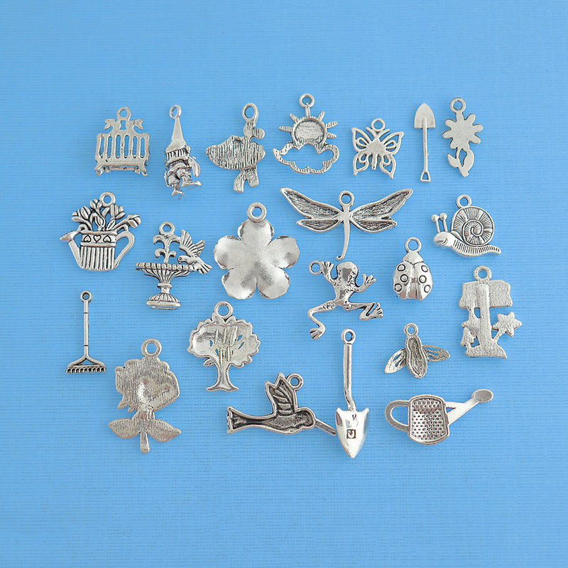 Deluxe Gardening Charm Collection Antique Silver Tone 22 Charms - COL292