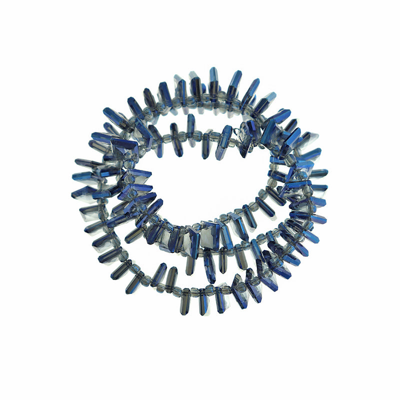 10 breloques pendentifs en verre losange bleu galvanisé - Z485