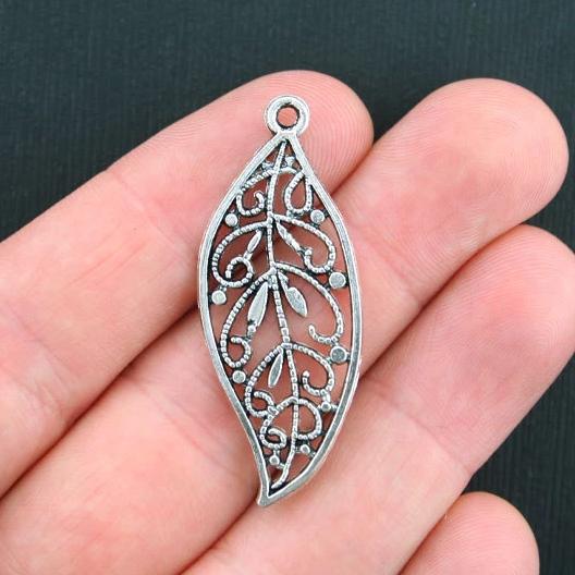5 Leaf Antique Silver Tone Charms 2 Sided - SC3725