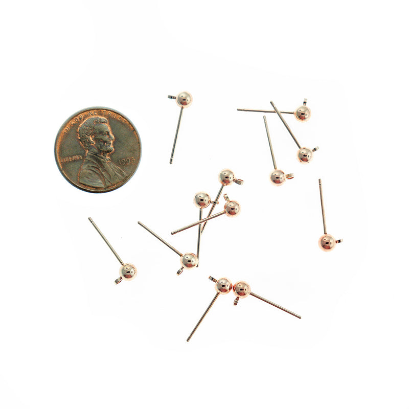 Rose Gold Stainless Steel Earrings - Stud Bases - 4mm x 6mm - 50 Pieces 25 Pairs - FD972