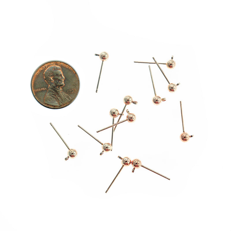Boucles d'oreilles en acier inoxydable or rose - Bases de clous - 4 mm x 6 mm - 50 pièces 25 paires - FD972