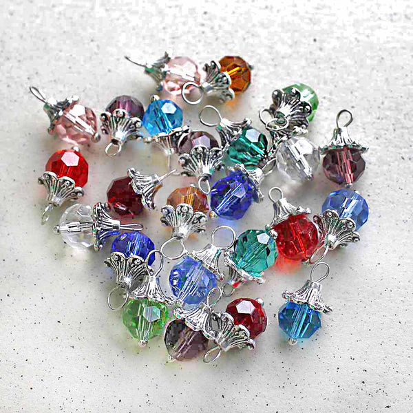 60 Birthstone Silver Tone Charms 8mm - Full Year - DBD561