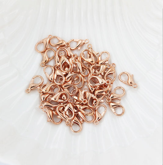 Rose Gold Tone Lobster Clasps 12mm x 7mm - 50 Clasps - FF248