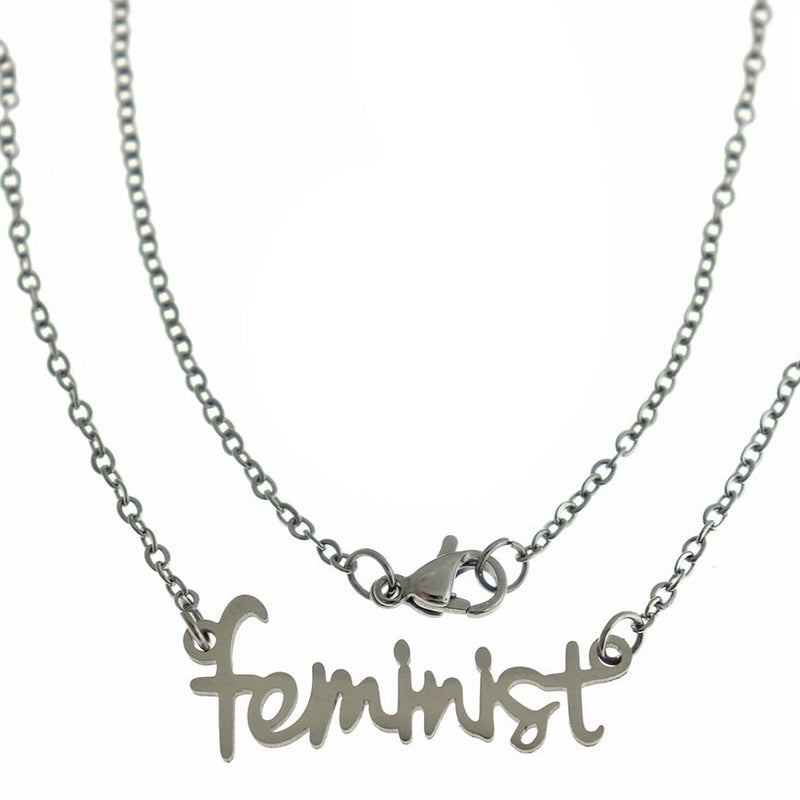 Feminist Stainless Steel Cable Chain Necklace 18" - 1mm - 1 Necklace - Z134
