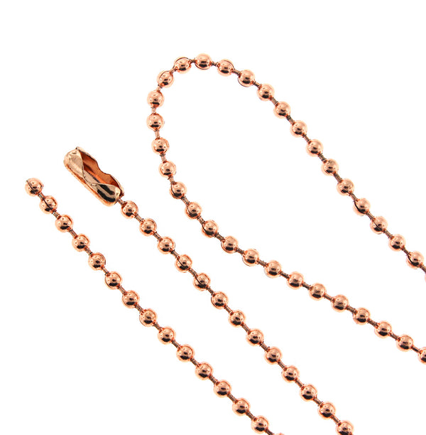 Rose Gold Stainless Steel Ball Chain Necklaces 22" - 2.5mm - 5 Necklaces - N585