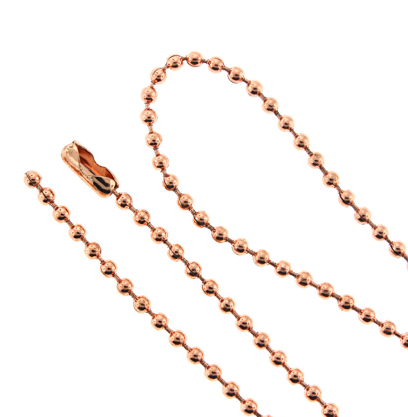 Rose Gold Stainless Steel Ball Chain Necklaces 22" - 2.5mm - 10 Necklaces - N585