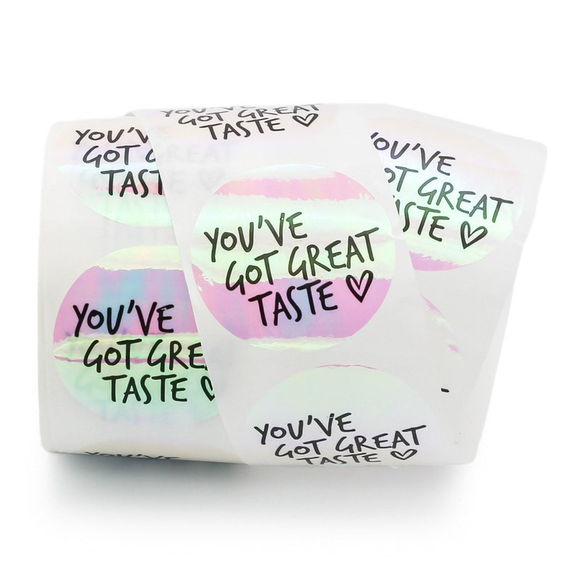 BULK 500 Rainbow You've Got Great Taste Self-Adhesive Paper Gift Tags - Full Roll - TL139