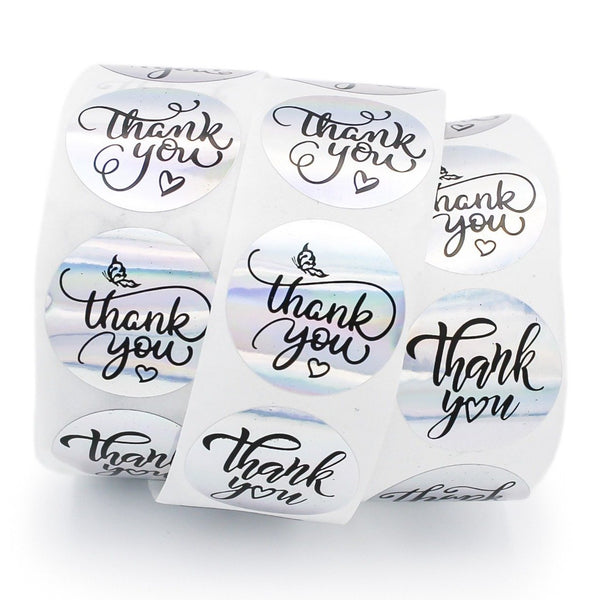 BULK 500 Étiquettes-cadeaux en papier auto-adhésives de remerciement arc-en-ciel - Rouleau complet - TL157