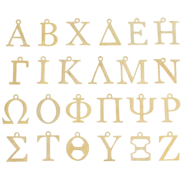 Lettre de l'alphabet grec Charm en acier inoxydable doré - Choisissez votre lettre