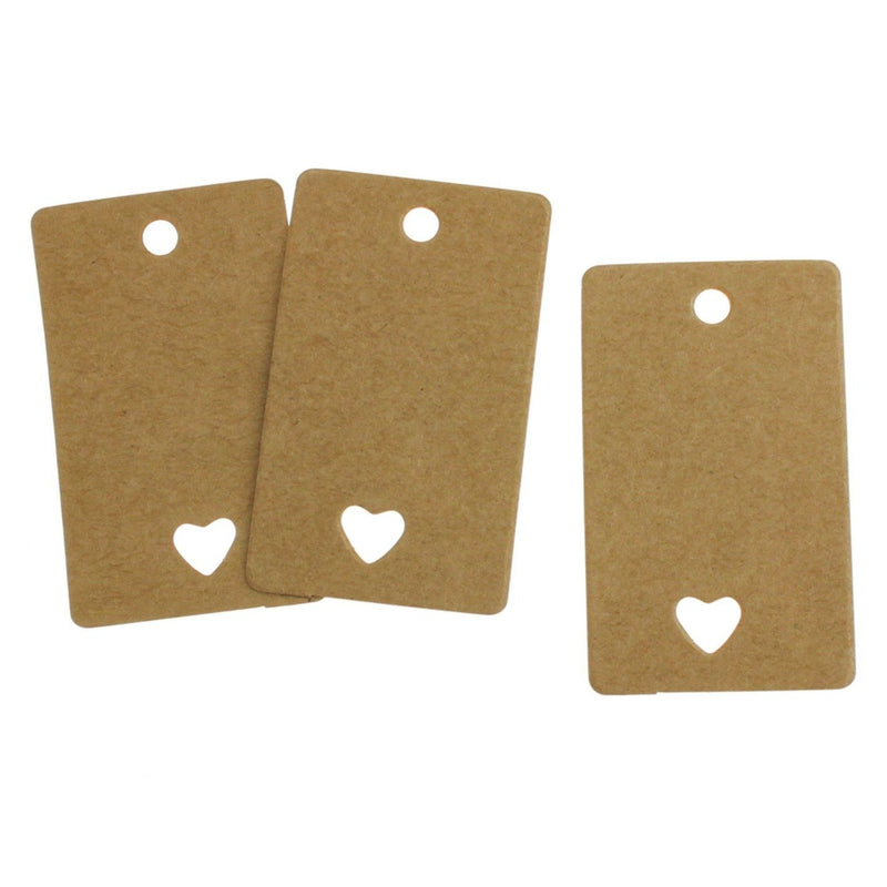 BULK 250 Brown Paper Tags With Heart Cutout - TL131