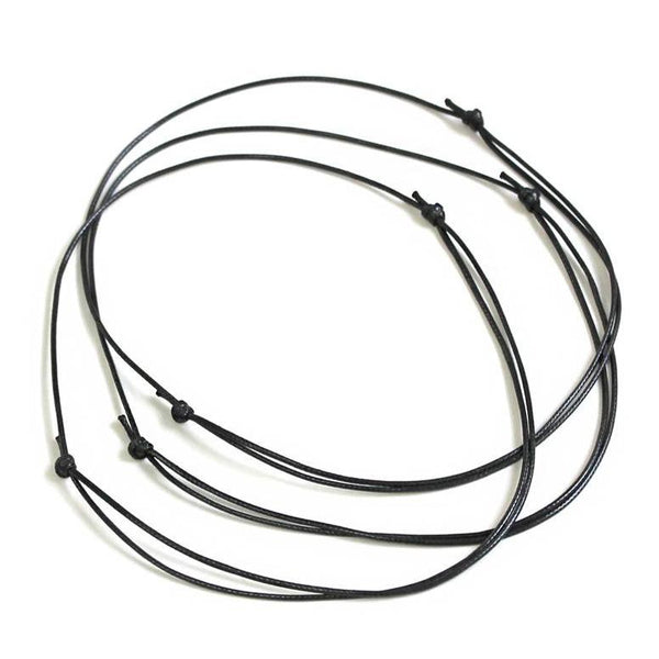 Black Adjustable Wax Cord Necklaces 15" - 2.5mm - 4 Necklaces - N345