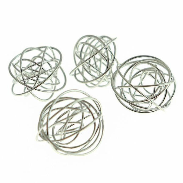 Cages à perles en spirale argentées - 25 mm x 23 mm - 30 pièces - FD1068