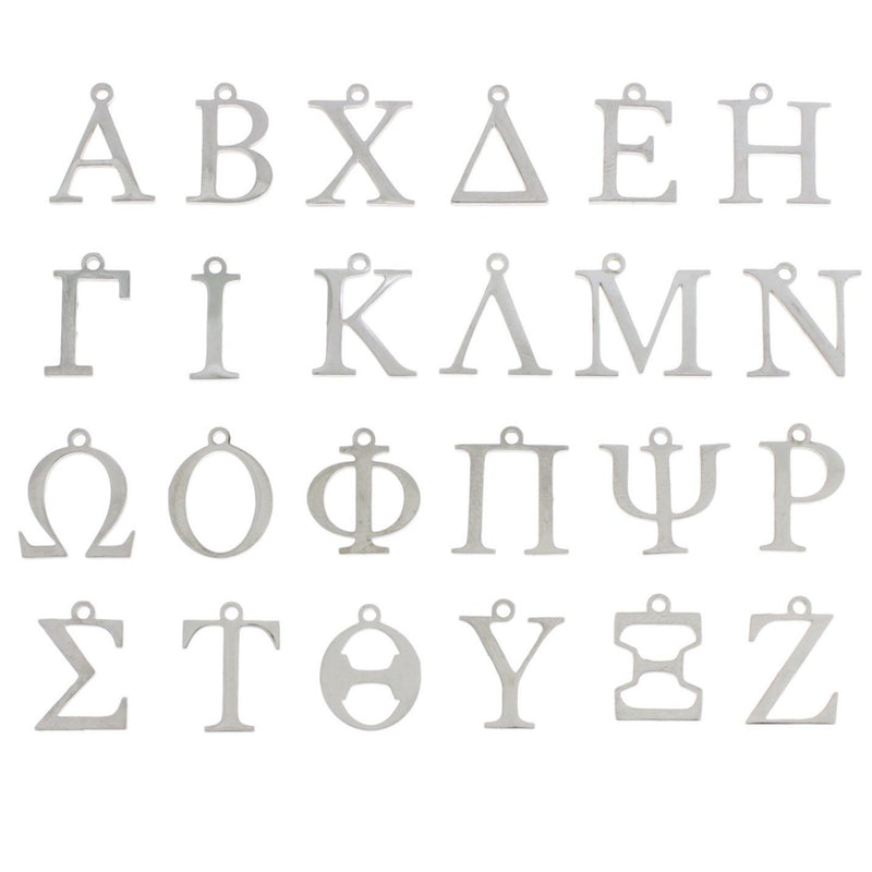24 Greek Alphabet Letter Stainless Steel Charms - 1 Set - COL086
