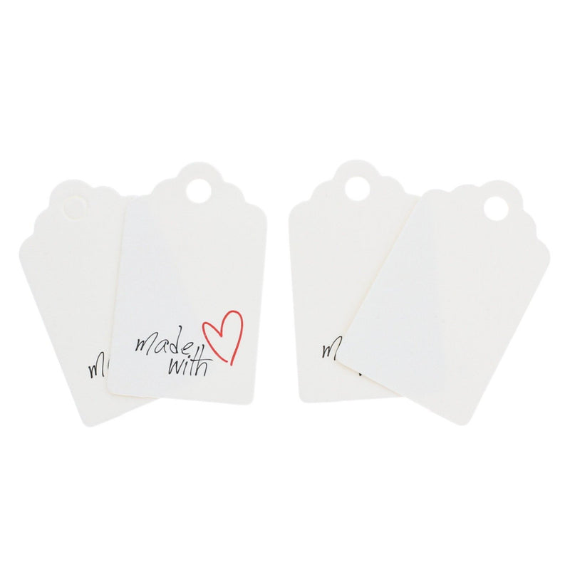 BULK 100 étiquettes en papier blanc Made With Love Tags - TL113