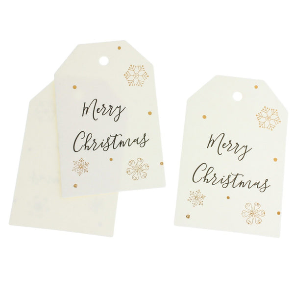 BULK 100 Merry Christmas Snowflake Paper Tags - TL187