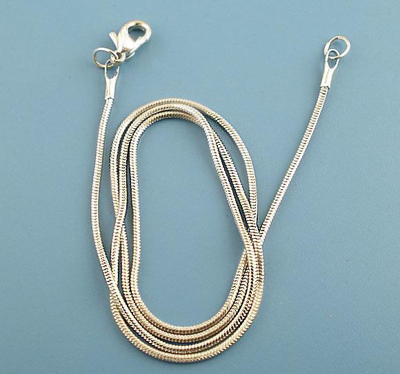 Silver Tone Snake Chain Necklaces 16" - 1.2mm - 10 Necklaces - N005