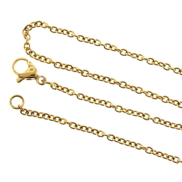 Gold Stainless Steel Cable Chain Necklaces 18" - 2mm - 10 Necklaces - N576