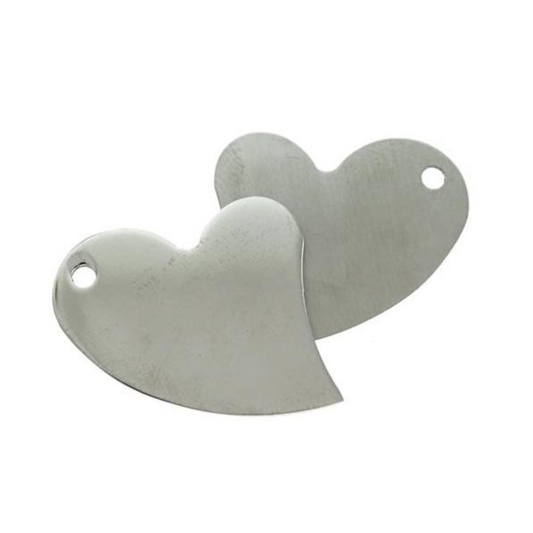 SALE Heart Stamping Blanks - Stainless Steel - 28mm x 32mm - 1 Tag - MT275