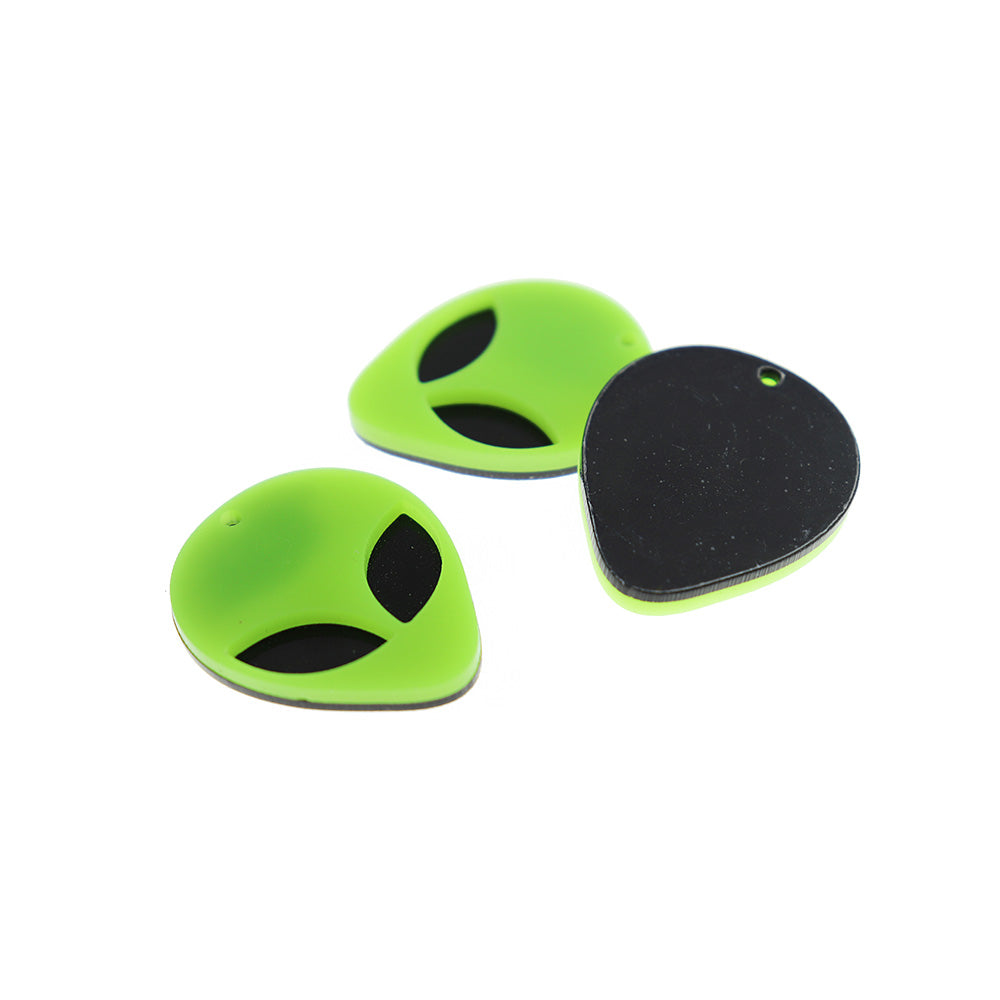 2 Alien Head Acrylic Charms - Choose Your Color!