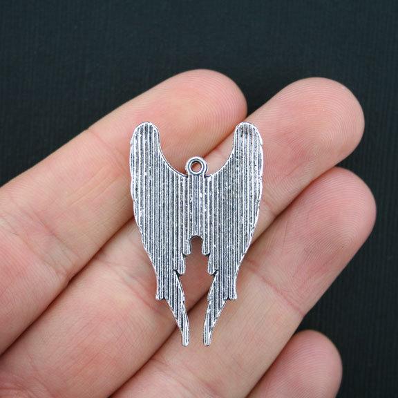 2 Angel Wings Antique Silver Tone Charms - SC3532