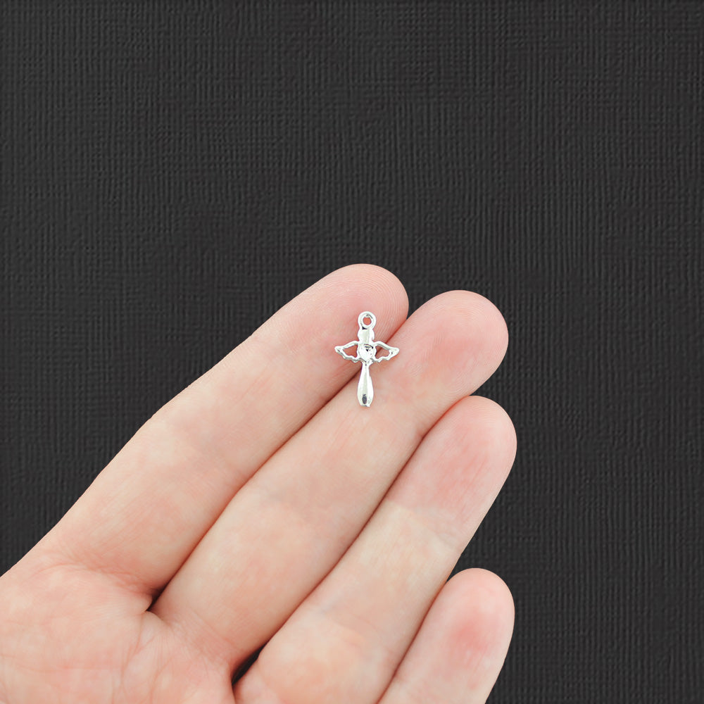 2 Angel with Heart Silver Charms - SC8064