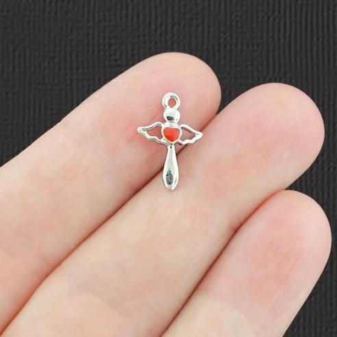 2 Angel with Heart Silver Charms - SC8064