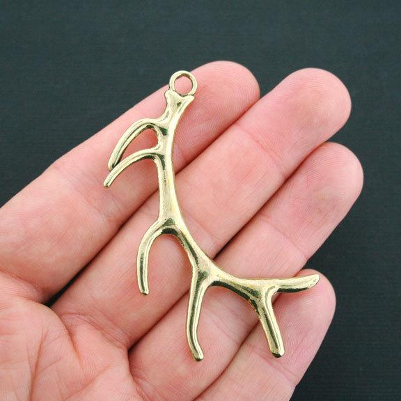 2 breloques ton or antique bois de cerf 2 faces - GC056