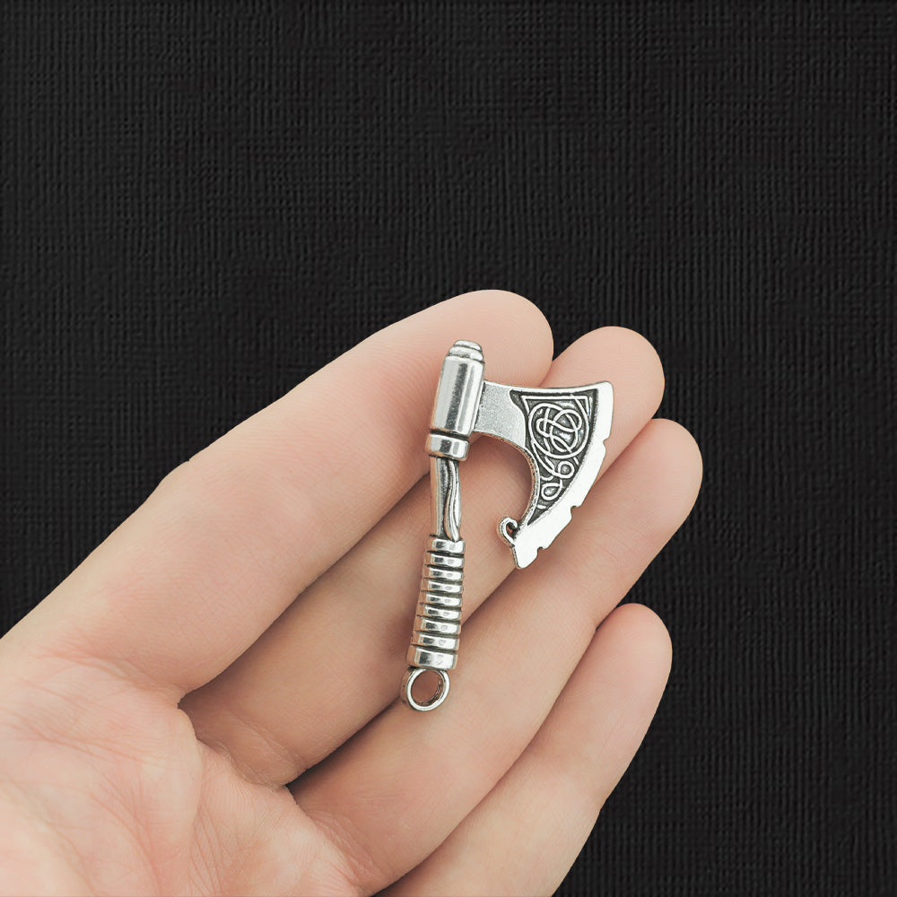 2 Axe Antique Silver Tone Charms 2 Sided - SC3574