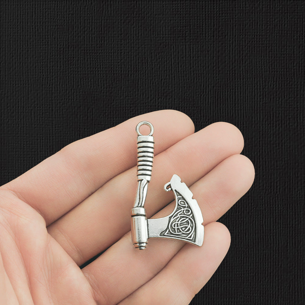 2 Axe Antique Silver Tone Charms 2 Sided - SC3574