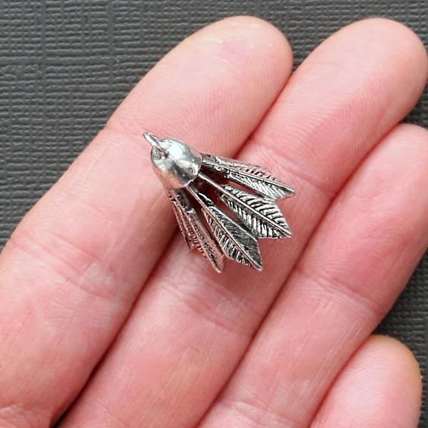 2 Badminton Antique Silver Tone Charms 3D - SC1918