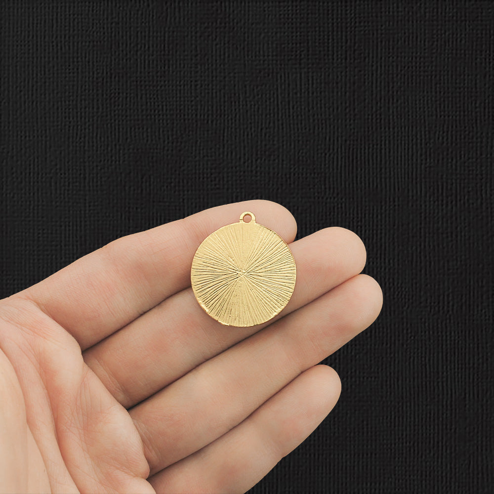 2 Beach Ball Gold Tone Enamel Charms - E1108