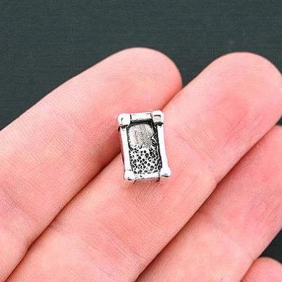 2 lits breloques ton argent antique 3D - SC4648