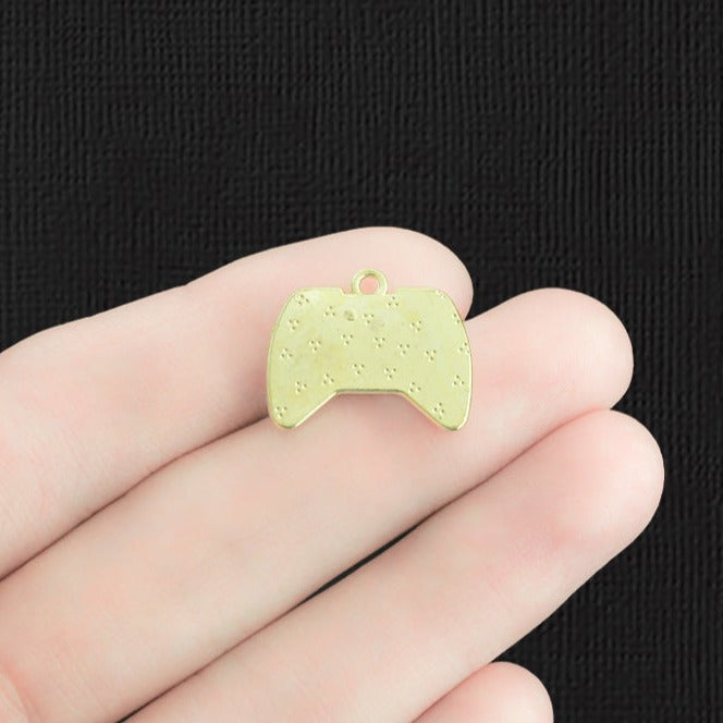 2 breloques en émail doré pour contrôleur de jeu vidéo noir - E1334