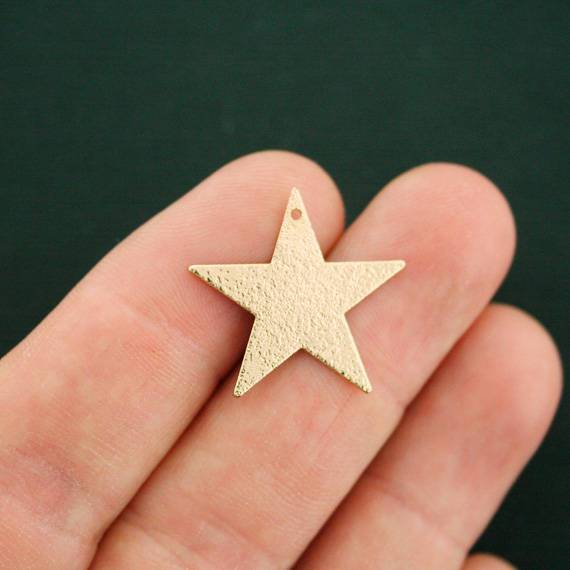 2 Boho Pattern Star Gold Tone Enamel Charms - E460
