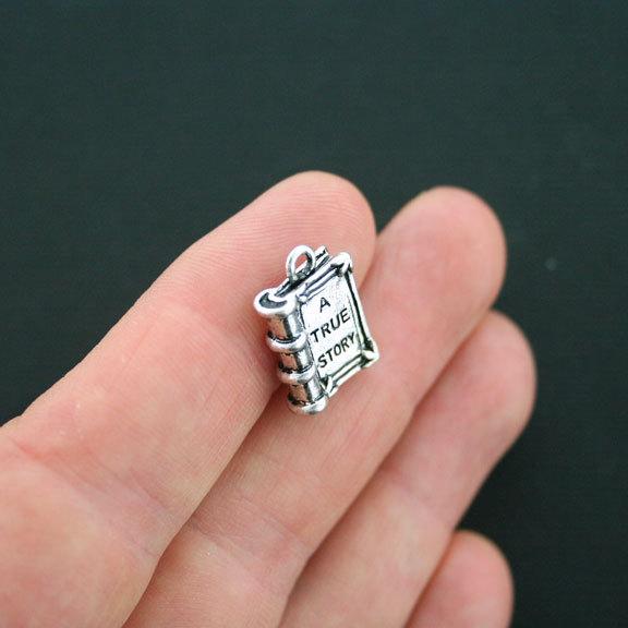 2 Book Antique Silver Tone Charms 3D - SC1044
