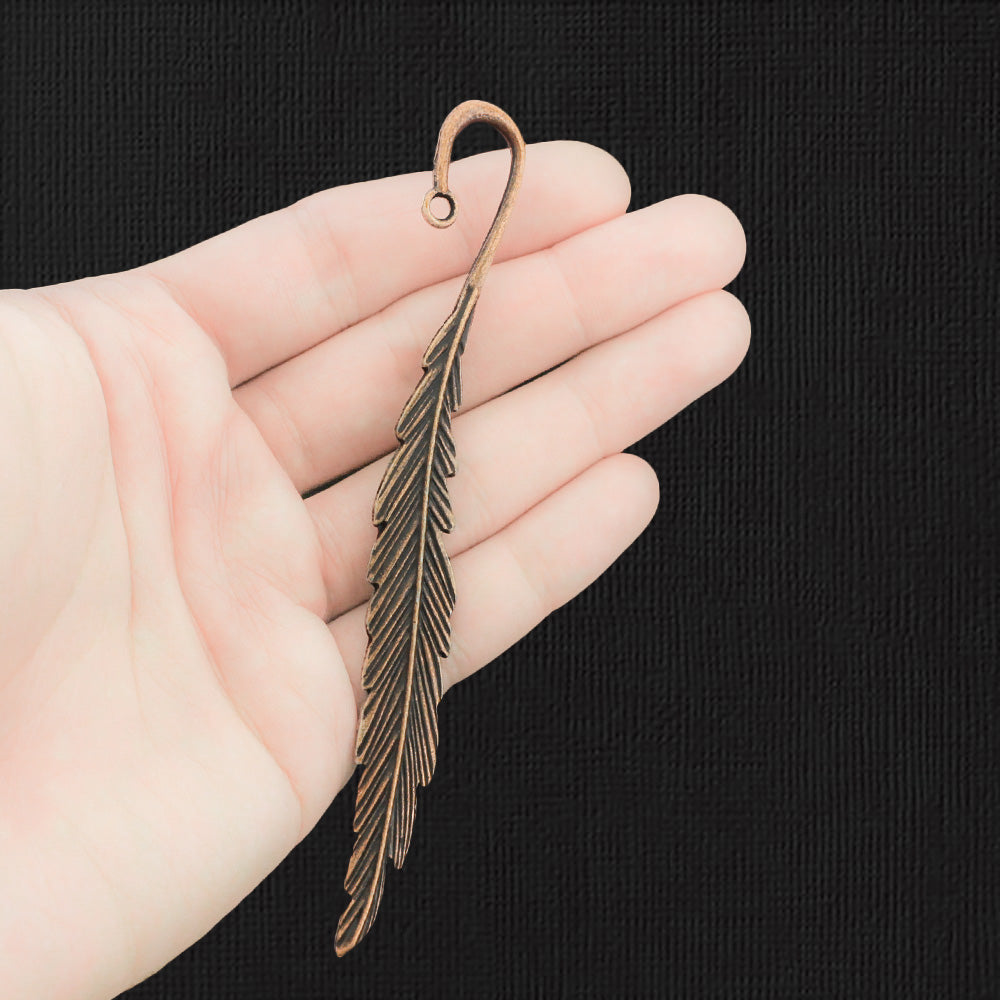 2 Bookmarks Antique Copper Tone Charms 2 Sided 120mm - BC351
