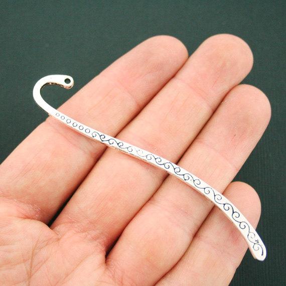 2 Marque-pages Antique Silver Tone Charms 2 Faces 85mm - SC5540